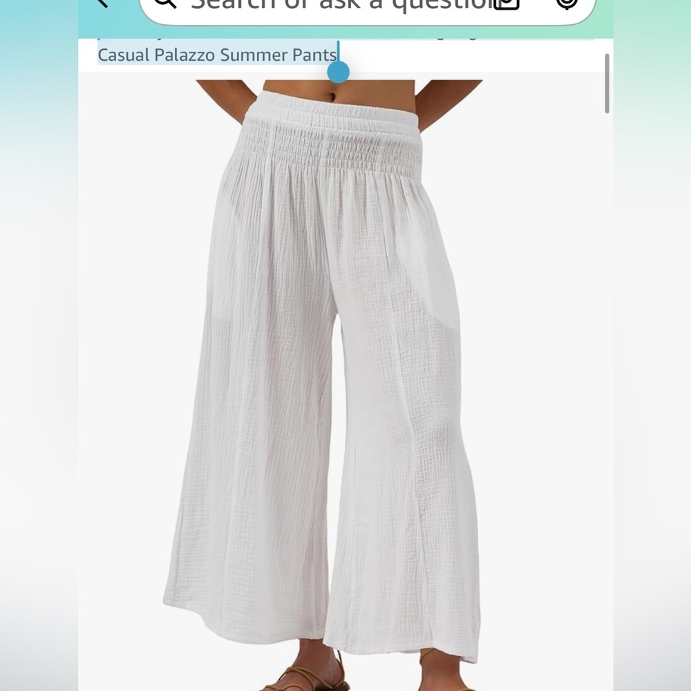Women's Cotton Gauze Wide Leg High-Waist Casual Palazzo Summer Pants NWOT - Picture 3 of 9